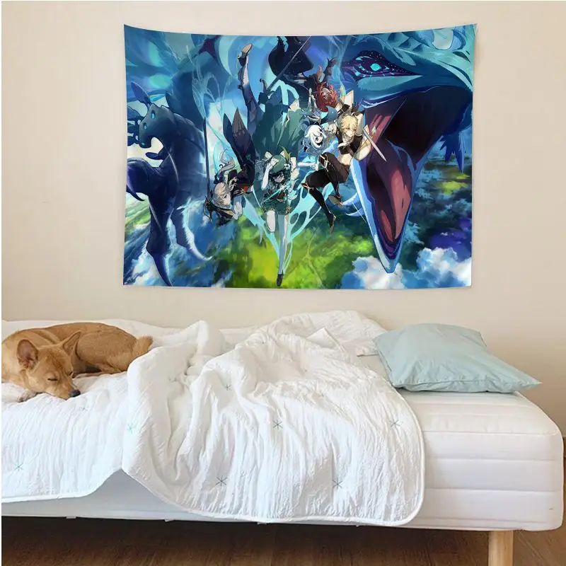

Genshin Impact Hippie Wall Hanging Tapestries Bohemian Wall Tapestries Mandala Kawaii Room Decor