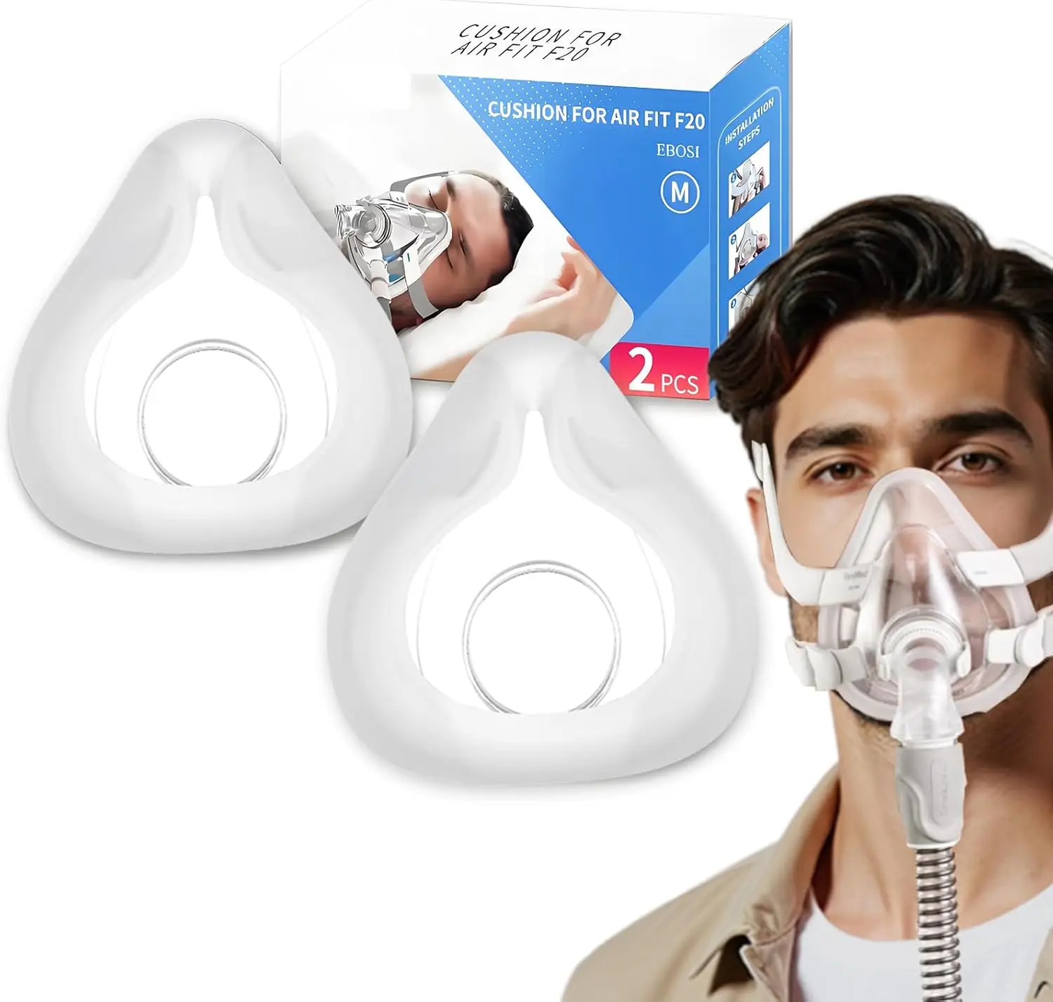 Фото 2 шт. ResMedS AIRFIT F20, полнолицевая маска CPAP, сменный головной убор для терапии лучшего сна №3