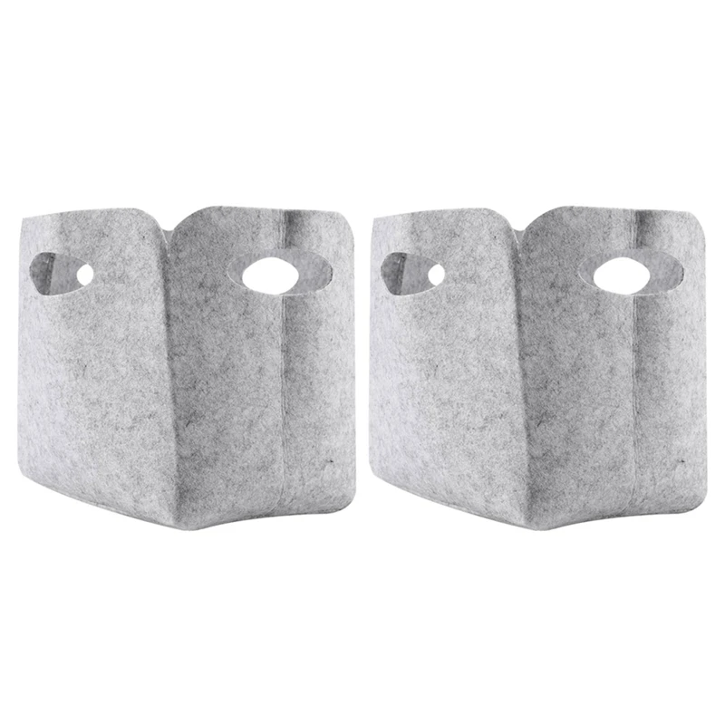 

2X Simple Felt Fabric Storage Basket Cute Design Convenient Folding Box Clothing Toys Debris Laundry Organizer(Small)