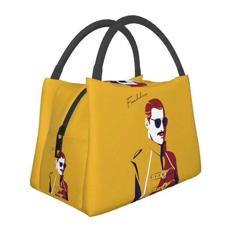 

British Rockstar Freddie Mercury Insulated Lunch Bag for Women Resuable Band Queen Singer Thermal Cooler Bento Box Work Picnic