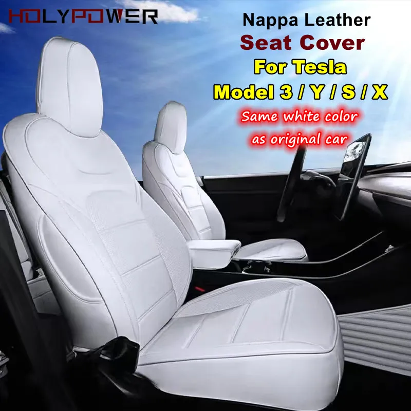 Кожаный чехол для сиденья Tesla Model 3 Y Nappa Full Surround Style оптовая цена с завода Белая