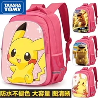 takara tomy pink pikachu cute cartoon printing waterproof load reducing student schoolbag girls pu large capacity backpack
