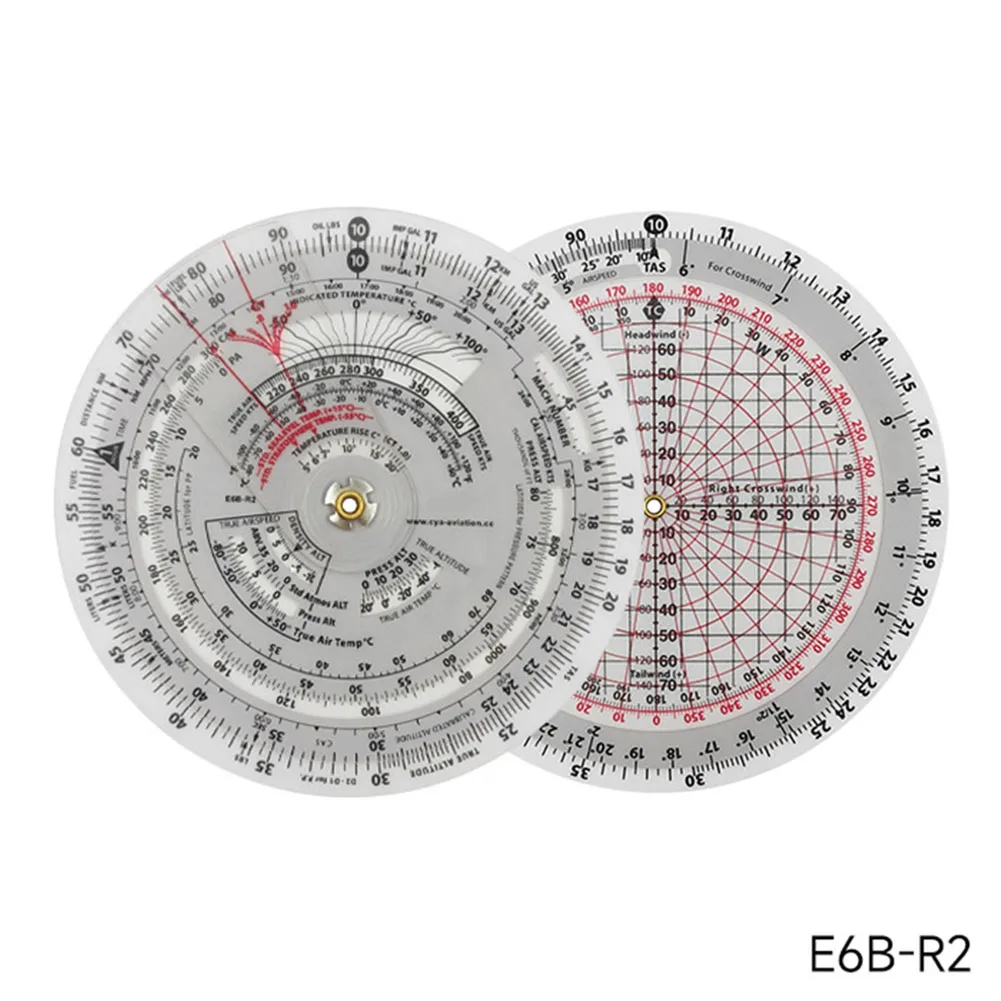

E6B-R E6B-R2 Круглый полетный компьютер Авиационный плоттер Скользящее правило для авиационной тренировки полетного обучения пилотом