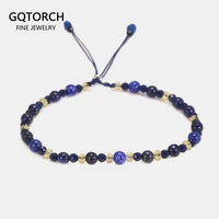 natural lapis lazuli thin bracelet for women 3mm small beads faceted crystal 925 sterling silver clasp beaded bracelet