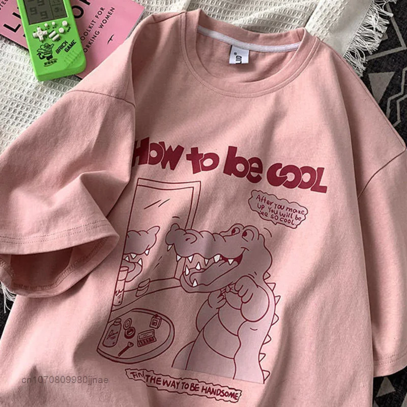 

Summer 2022 Cotton American T Shirt Women Fashion Brand Loose Top New Korean Student Streetwear Short Sleeve For Girls Hip Hop