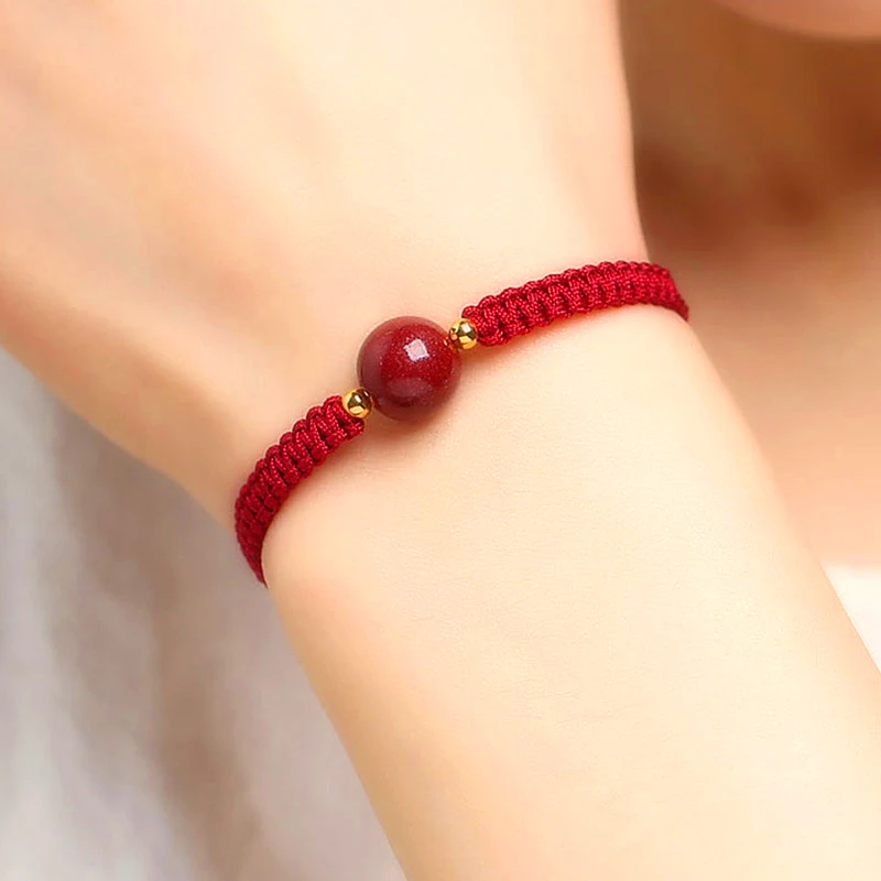 

1PC Weave Bangle Red String Couple Amulet Natural Stone Chinese Rope Cinnabar Red Bracelet Friendship Men Braided Women Lucky