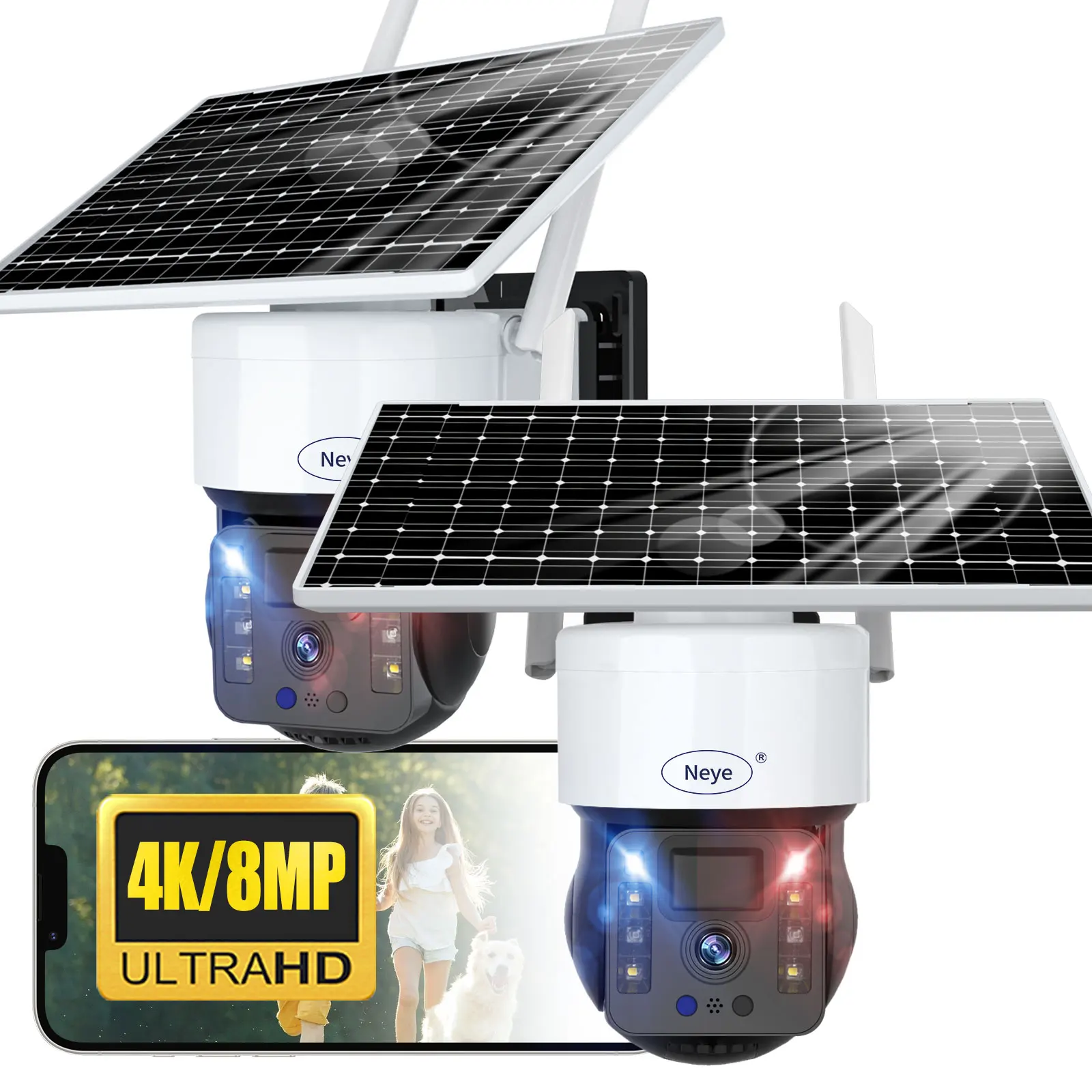 Wireless WiFi Solar Camera Outdoor Pan Tilt 1080P High Definition Night Vision With Solar Panel Battery Charging Safety Monitor