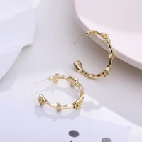 simple vintage rose flower hoop earrings for women 2022 new sweet open round circle earrings wedding party jewelry bijoux