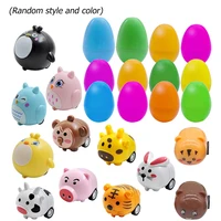 12pcsset multicolor easter eggs with animal pullback car toy party favors home decor kid gifts