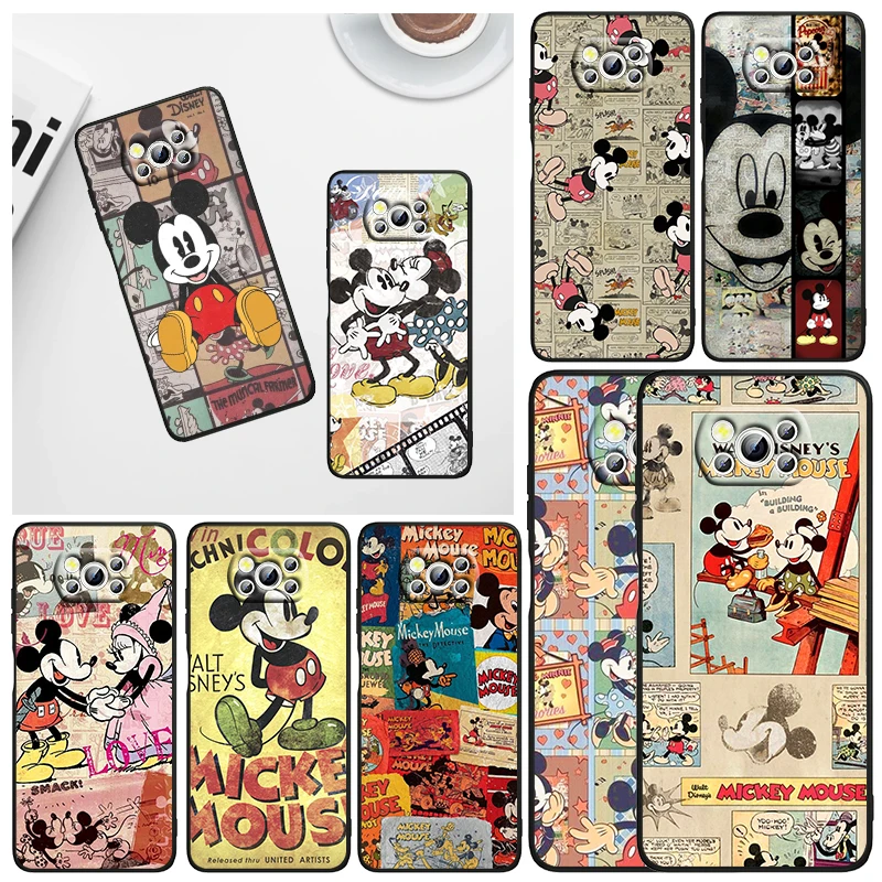 

Mickey and Minnie Disney For Xiaomi Civi Mi Poco X3 NFC F3 GT M4 M3 M2 X2 F2 Pro C3 F1 Silicone Capa Black Phone Case