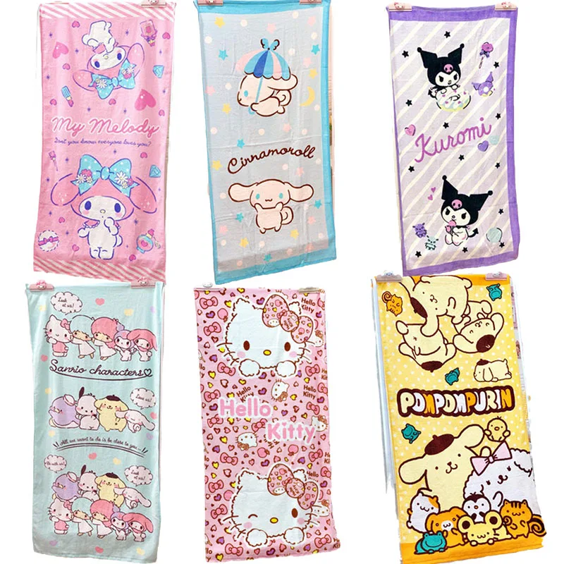 

Anime Kawaii Sanrios My Melody Kuromi Cinnamoroll Kittys LittleTwinStar Absorb Water Bath Towel Cartoon Cute Beach Towel Blanket