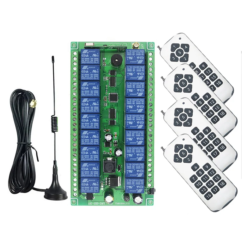 Реле беспроводное 1000 м, 12 в пост. Тока, 24 В, 18 каналов, 433 МГц