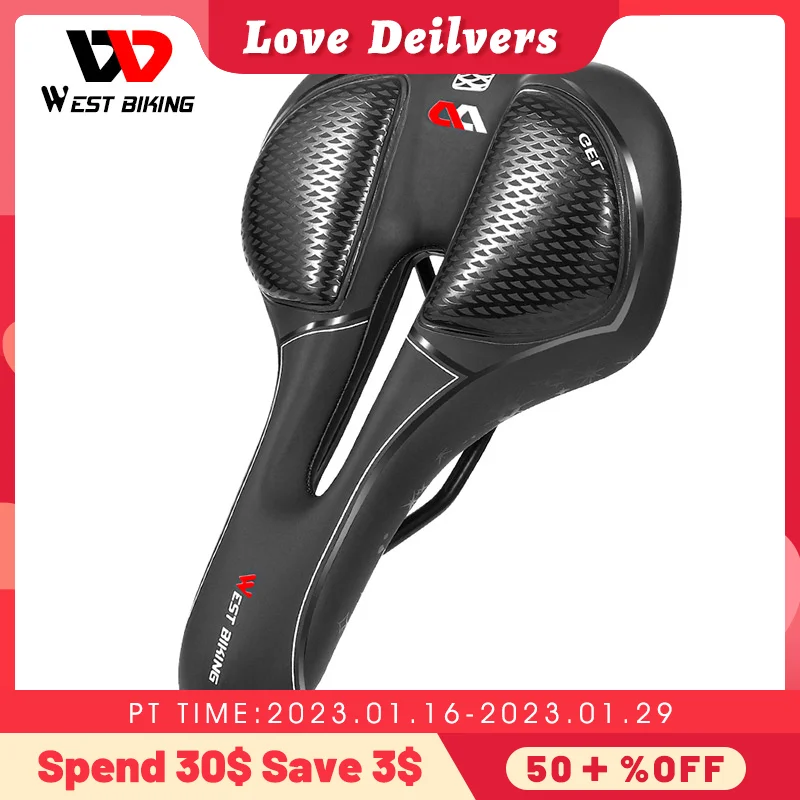 

WEST BIKING Silica GEL Bicycle Saddle Soft Shock Absorbing MTB Mountain Road Bike Saddle Breathable Hollow Cycling Cushion Seat