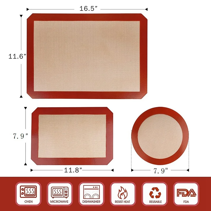 Силиконовый коврик для выпечки с антипригарным покрытием 2 половины коврика + 1