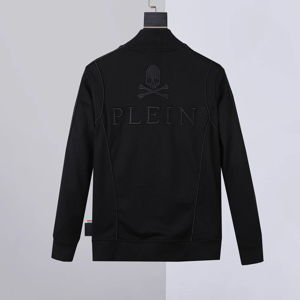 

Men sweater embroidery skull letter line decorative top cardigan long sleeve coat European and American fashion pure cotton