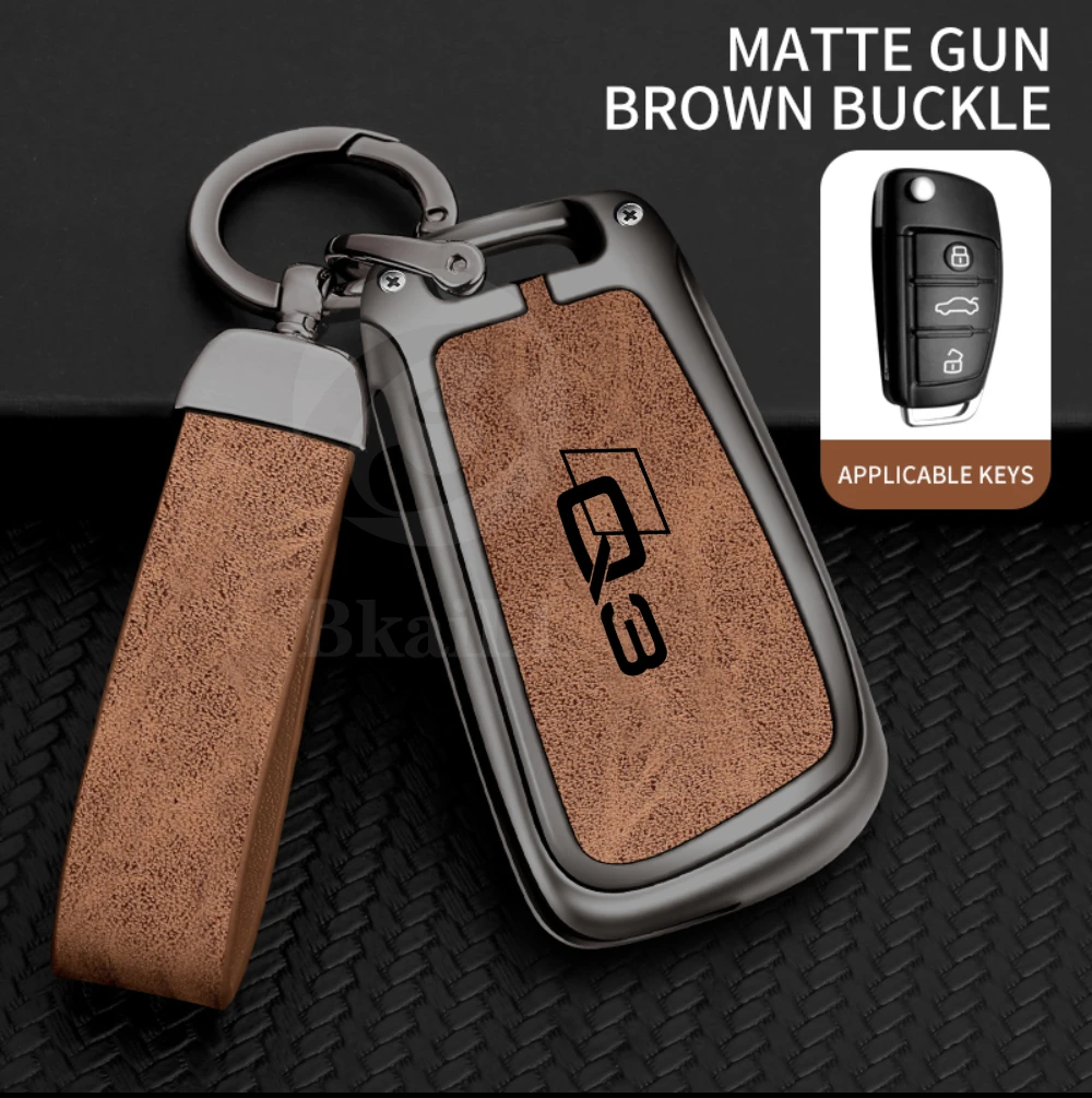 

Чехол для автомобильных ключей из цинкового сплава, защитный чехол для пульта дистанционного управления, подходит для Audi Q3, индивидуальный логотип, полнодиапазонные чехлы для автомобильных ключей