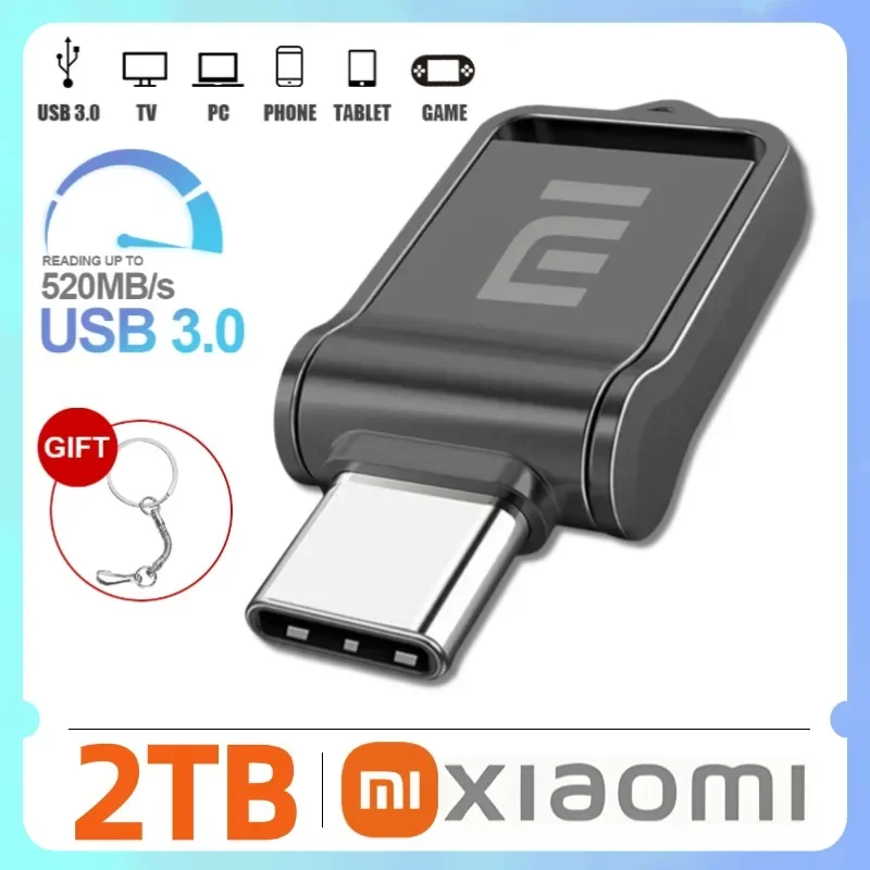 XIAOMI 2 ТБ Ключ-накопитель 1 512 ГБ Тип C Высокоскоростной OTG Металлический USB 3.0 Флешка