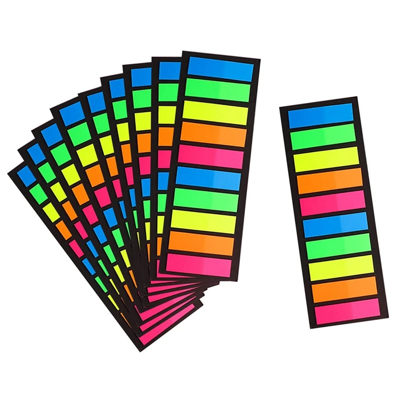 

10Pack 2000Pcs Page Markers,Index Tab Flags,Sticker Note, Fluorescent Index Tabs Page Flags,For Books,Notebook,5 Colors