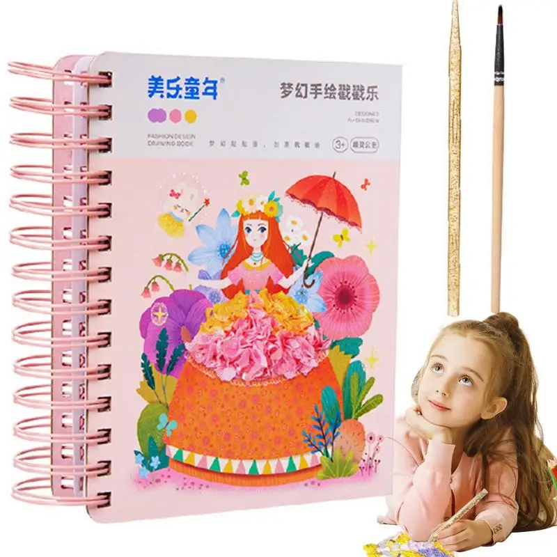 

Kids Sticker Book Toy Watercoloring Book Set Multifunctional Fashion Design Drawing Book Eco-friendly Kids Art Education Book