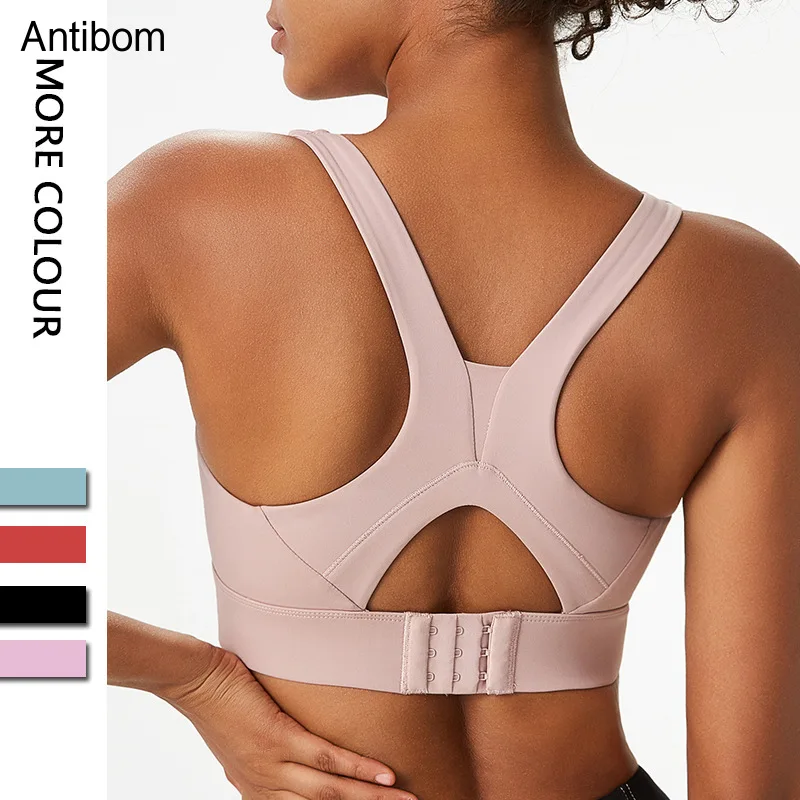 Antibom Women's Bra Without Bones Shockproof Padded Sport Top Push Up Fitness Yoga Underwear Adjustable Elastic Run Athleticwear