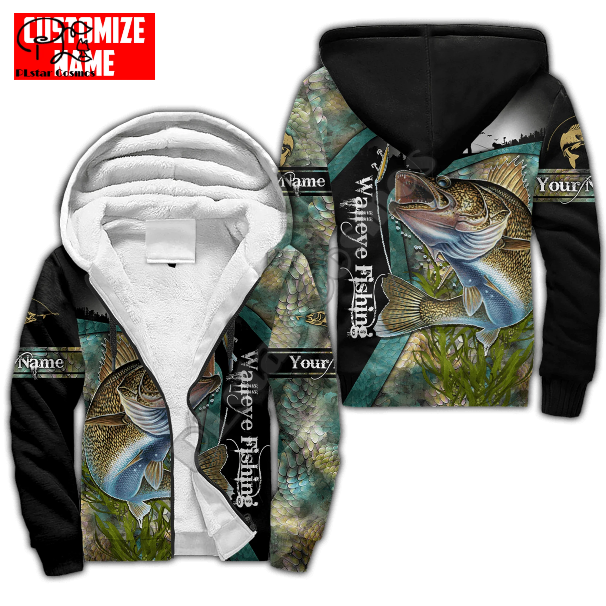 NewFashion Customize Raper Fishing Animal Fisher Harajuku 3DPrint Men/Women Streetwear Winter Coat Fleece Jacket Zip Hoodies A1