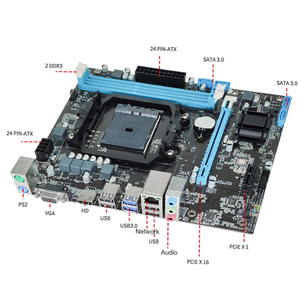 

AMDA88 Micro-ATX Motherboard Support 7650K 860K 870K AMD FM2/FM2+ USB 3.0 PCI Express VGA HDMI-compatible RJ45 Ports 100Mbps LAN