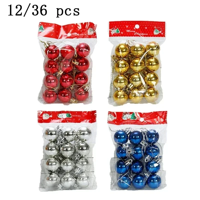 Мини-рождественские пластиковые шары подвеска для рождественской елки 12/36 шт