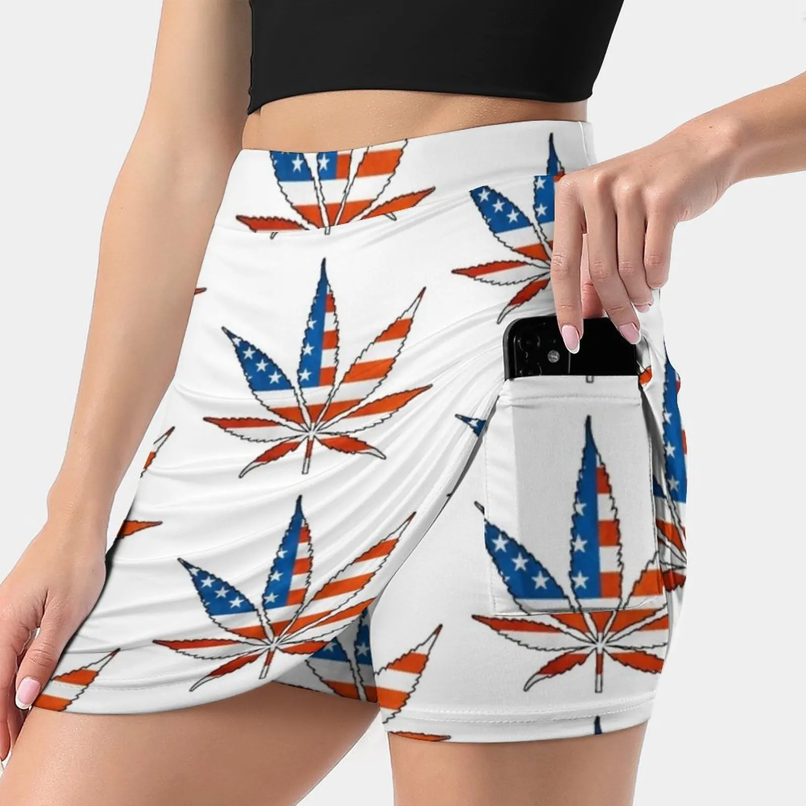 

Leaf American Flag Korean Fashion Skirt Summer Skirts For Women Light Proof Trouser Skirt Legalize It 420 Pot Weed Smoke Up