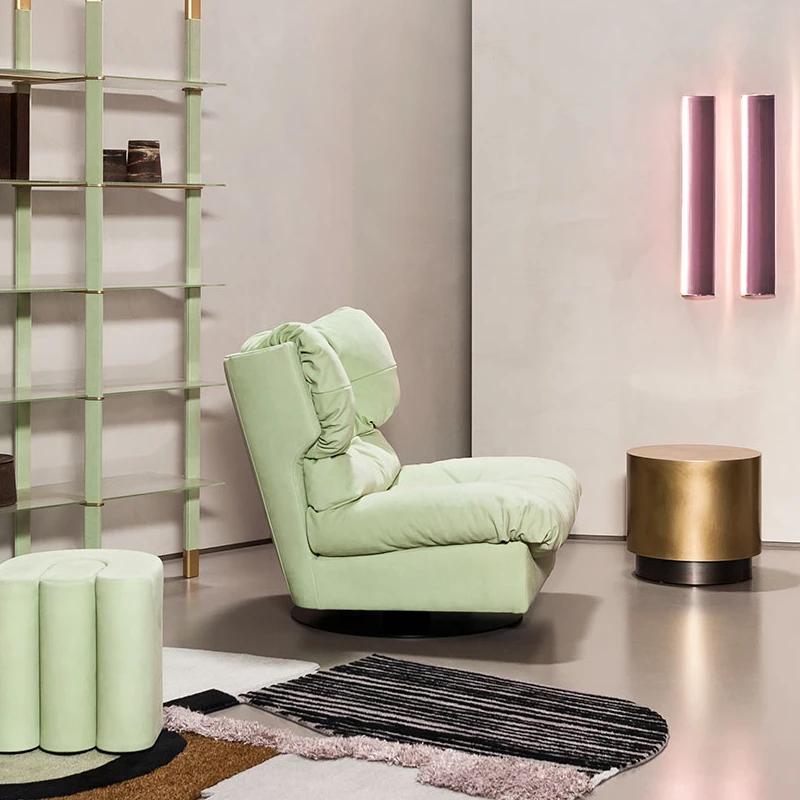 

Italian nubuck leather sofa chair /milano super soft down rotatable single seat leisure chair
