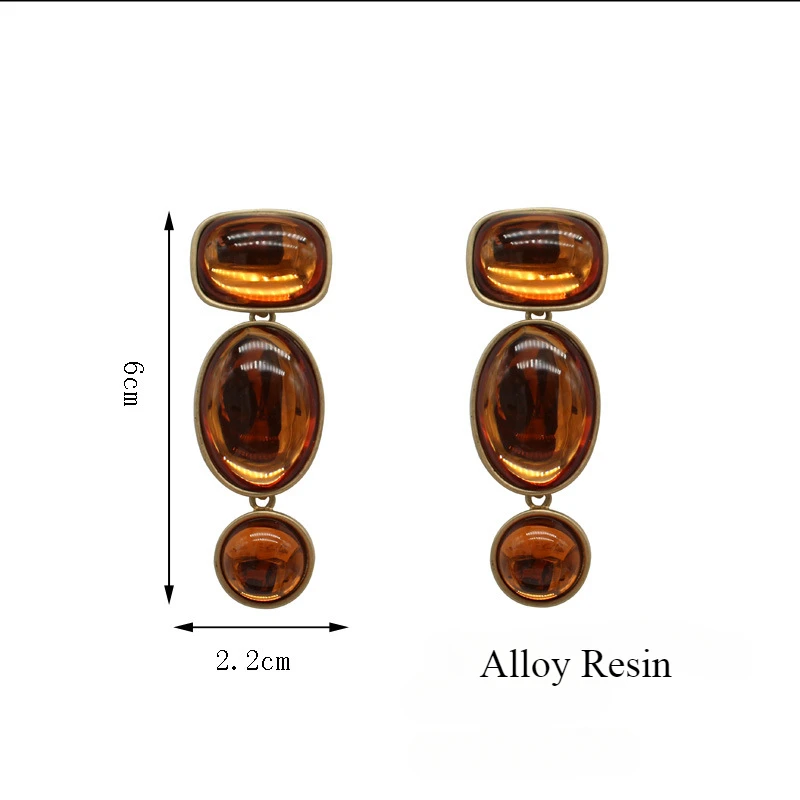 Набор геометрических янтарных зеленых драгоценных камней серьги нишевой дизайн