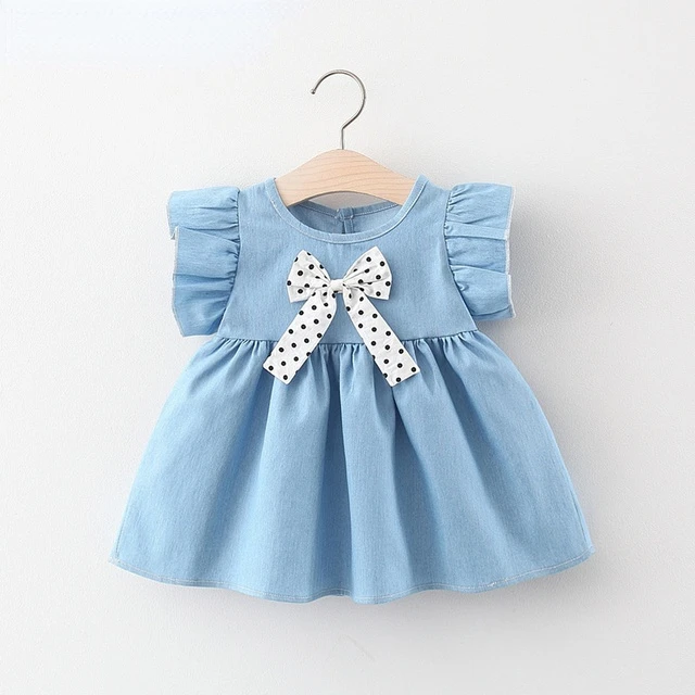 

Летние платья для новорожденных девочек, корейские милые хлопковые платья без рукавов с бантом для маленьких принцесс, голубое платье