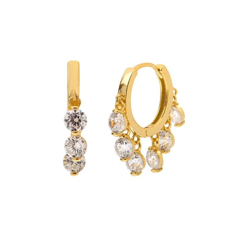 

Six Zircon Pendant Circle Luxury Ear Hoops for Women Earrings Boho Piercing Fashion Jewelry Ins Same Earring Popular Party Gifts