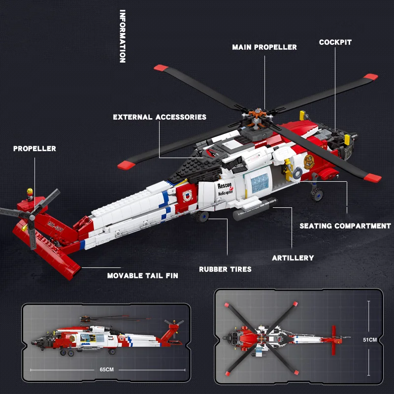 Фото Современные военные вертолеты MH-60T Pave Hawk из США, конструктор Batisbrick, фигурки ВВС США времен Второй мировой войны, игрушка для мальчиков №3