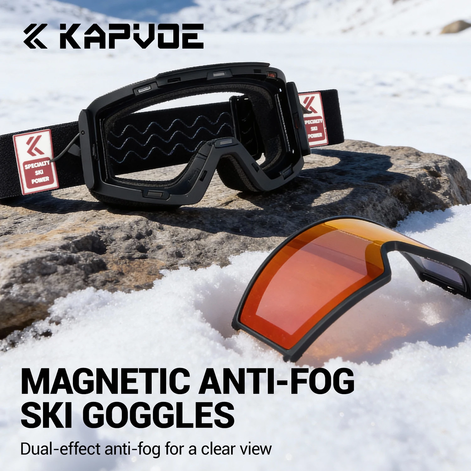 Очки для зимних видов спорта KAPVOE: фотохромные, с защитой UV400, для сноуборда и снегохода, унисекс, с защитой от запотевания, на магнитах (art.: 3920d4c3658cc) - 3920d4c3658cc