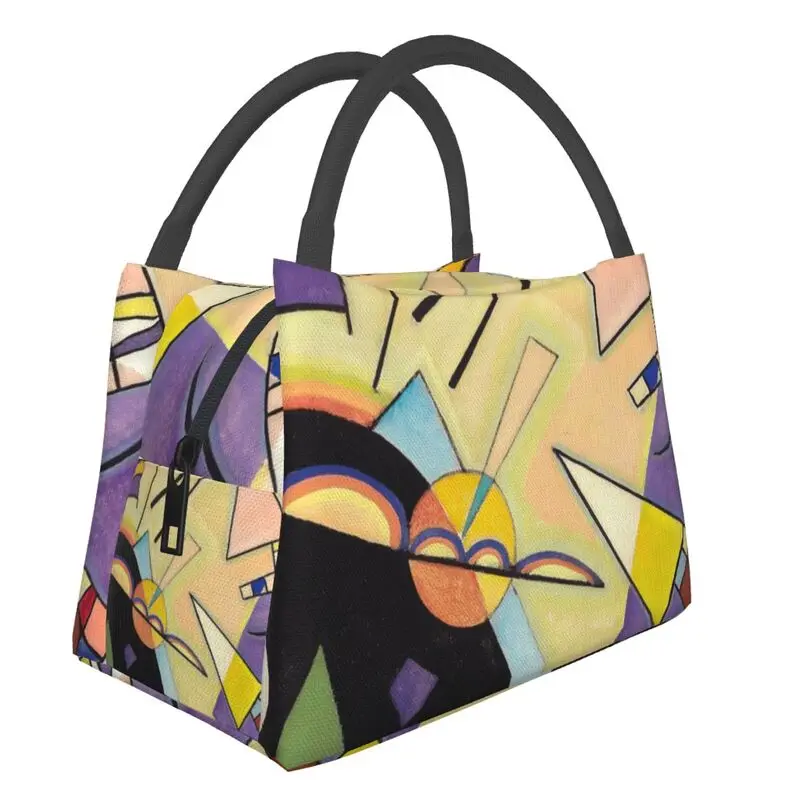 

Wassily Kandinsky Black And Violet Insulated Lunch Bags for Women Leakproof Art theorist Cooler Thermal Bento Box Work Picnic