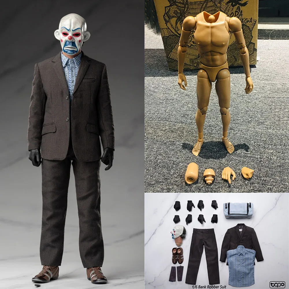 

TOPO TP003 1/6 Scale Bank Robber Set Heaths Ledgers CLOWN Cosplay Clothes Suit Model Toy fit 12" Male Action Figure M01 Body