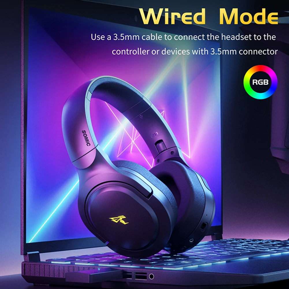 

Беспроводная игровая гарнитура, Многофункциональные Беспроводные Игровые наушники с микрофоном, Bluetooth-совместимы с ПК и ноутбуком