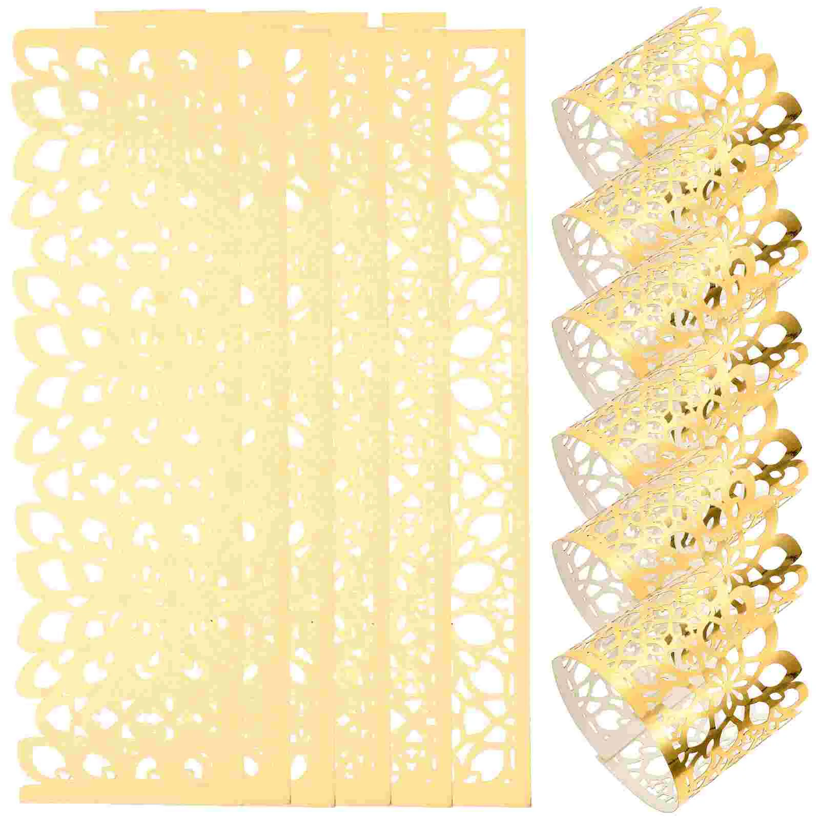 

Lace Flower Cut Paper Rings Napkin Holders Disposable Serviette Ring Wedding Christmas Party Dinner Table Decoration