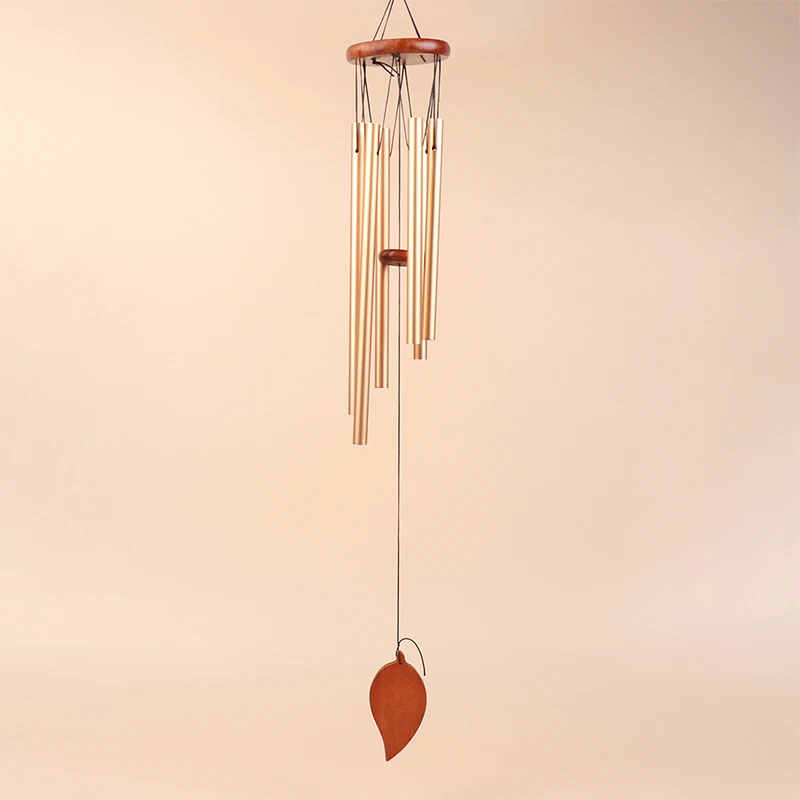 

1 шт., 6 трубок, алюминиевая труба, колокольчики с крючком и деревянным листом, подвесная бирка, украшение для балкона, коридора, подарок на день рождения