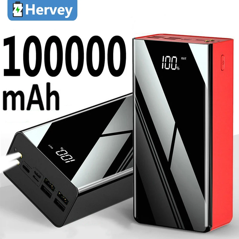 PowerBank большой емкости для Xiaomi iPhone Samsung LED Портативное зарядное устройство Внешний