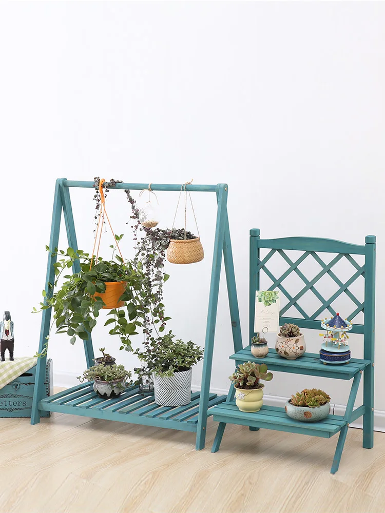 Стойка для цветов из массива дерева много отделений помещений зеленый редис