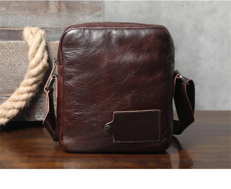 Simple vintage first layer cowhide men's shoulder bag outdoor daily natural organizer genuine leather youth small messenger bag