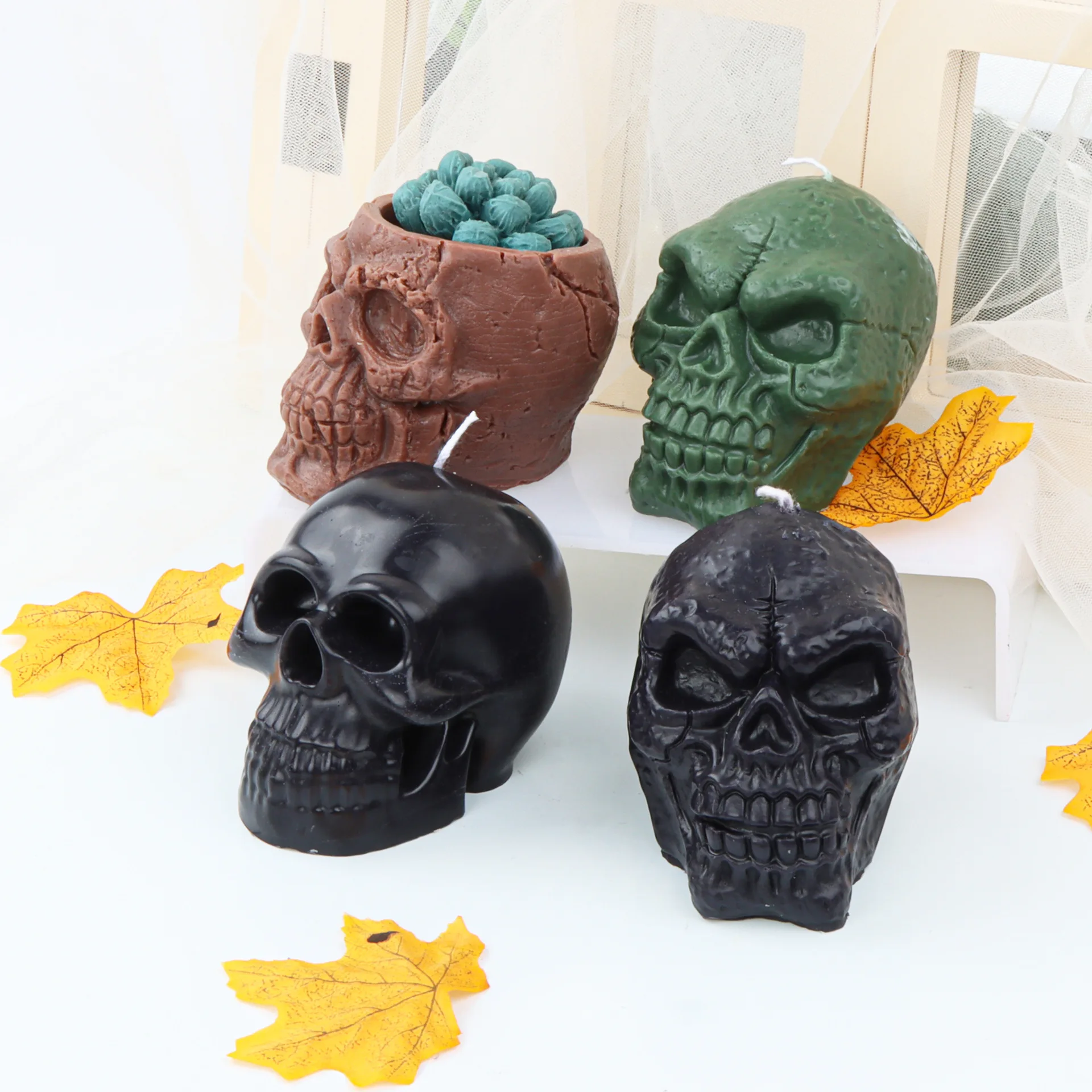 

Halloween Skull Mold Wax Candles Silicone Ice Plaster Epoxy Resin Making Soap Handmade Soaps Casting Molds Form for Decoration