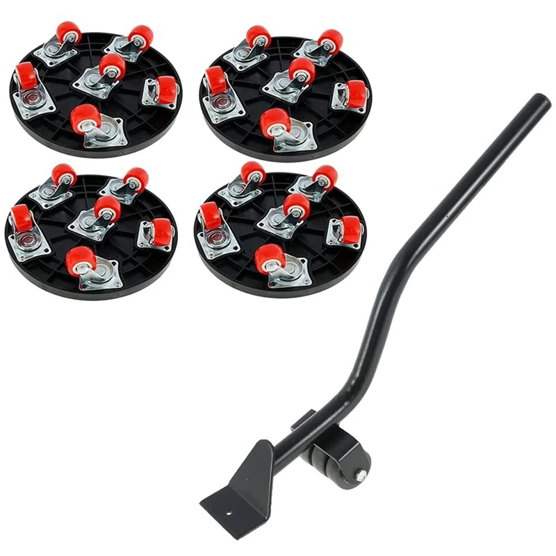 

Furniture Transport Roller Set, Furniture Sliding System, With 4 Furniture Rollers And 1 Load Lifter, Moving Aid (Black)