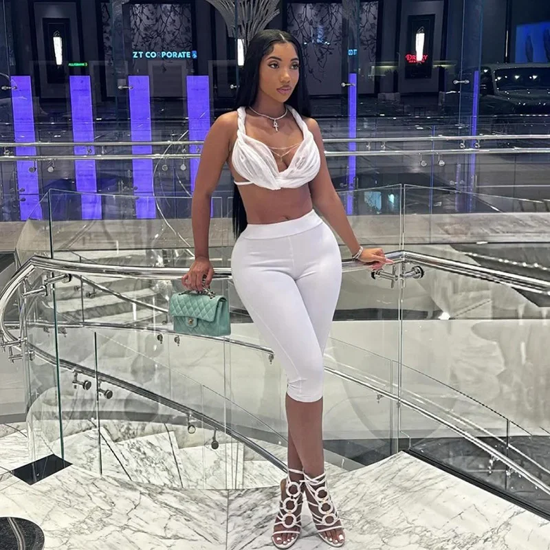 Модные сексуальные женские комплекты из 2 предметов сетчатые бюстье топы капри