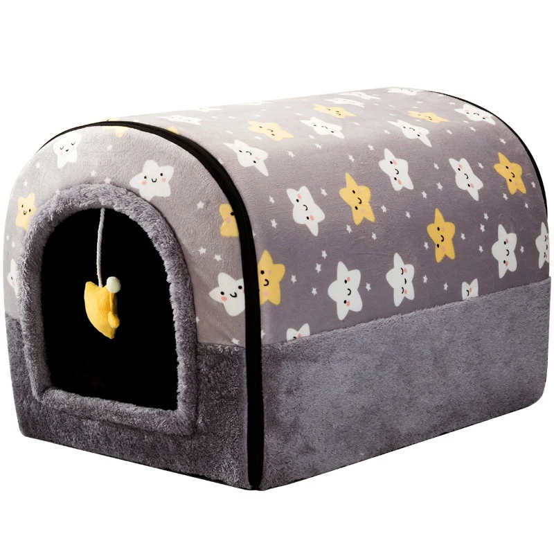 

Four Seasons Universal Kennel Winter Warm House Type Small Dog Closed Cat Nest Removable and Washable Teddy Pet Supplies