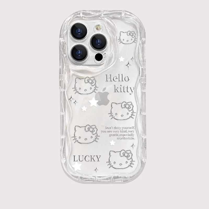 Милый чехол Hello Kitty Kawaii 3D волна для iPhone 16 15 14 13 12 11 Pro Max Mini X XR XSMAX 8 7 6S Plus Мягкий