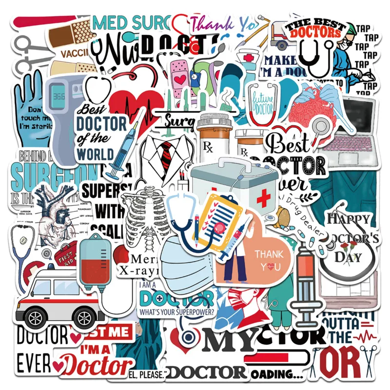 

10/30/50pcs Cartoon Professional Doctor Graffiti Sticker Decoration Suitcase Notebook Laptop Waterproof Removable Stickers Decal