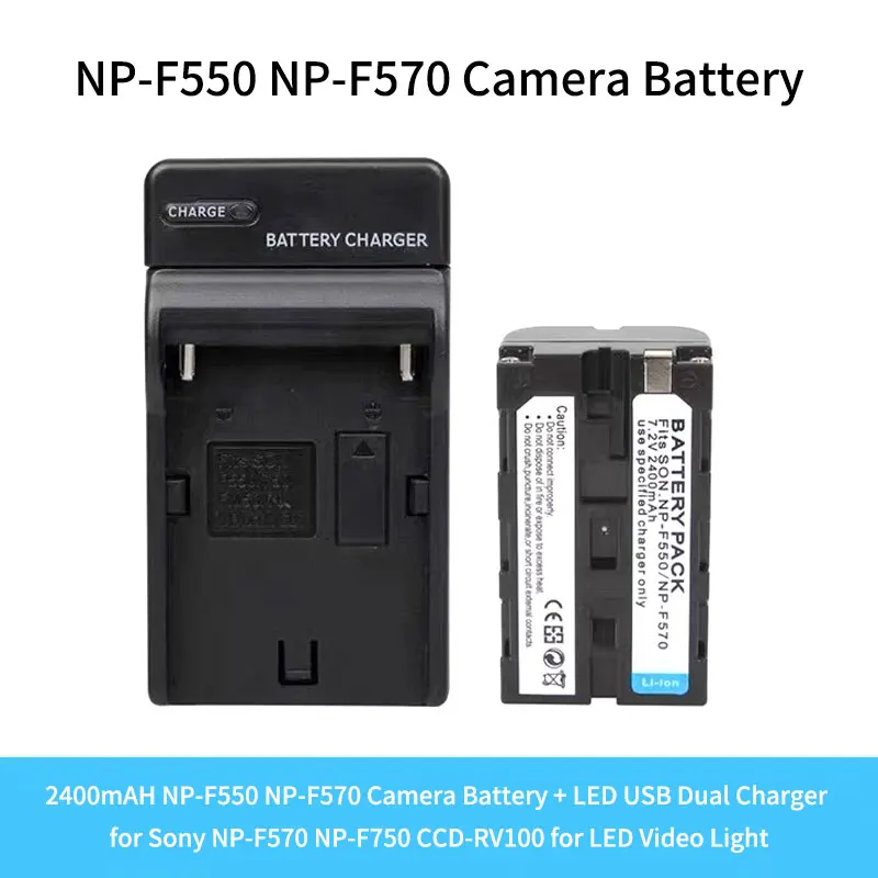 

Аккумулятор для фотоаппарата 2400 мАч NP-F550 NP-F570 + двойное зарядное устройство USB со светодиодной подсветкой для Sony