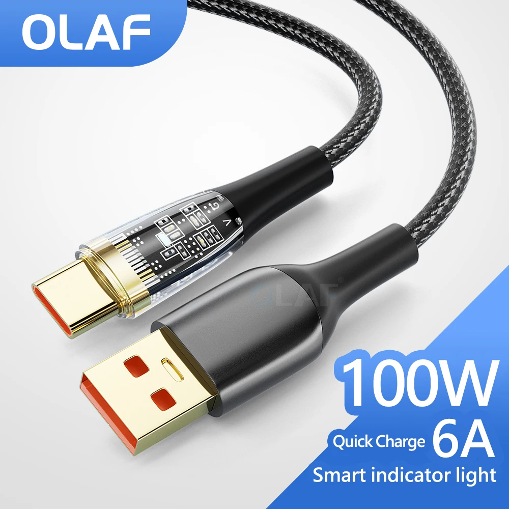 

OLAF USB-кабель Type C 100 Вт 6A Быстрая зарядка зарядное устройство провод шнур для Huawei P50 Samsung Honor USBC кабель Быстрая зарядка аксессуары